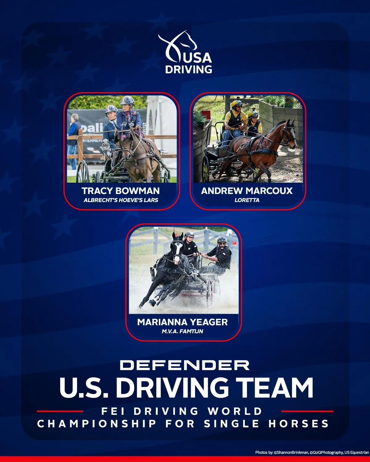 Andy Marcoux driving Loretta, named to the Defender U.S. Driving Team for the 2026 FEI Driving World Championship for Single Horses